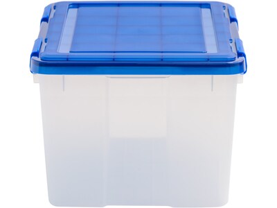 Iris WeatherPro 55.7 Qt. Latch Lid Storage Bin, Clear/Blue (500201)