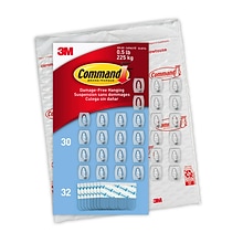 Command™ Mini Hooks, Clear, 30 Hooks/Pack (17006CLR-30NA)