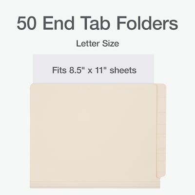 Pendaflex End Tab File Folder, Straight Cut, Letter Size, Manila, 50/Box (1007069)