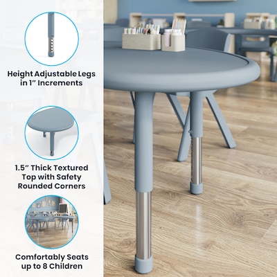 Flash Furniture Wren Half Moon Activity Table, 35" x 65", Height Adjustable, Dusty Blue (YUYCX042MOONDTB)