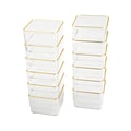 Martha Stewart Kerry Plastic Stackable Office Desk Drawer Organizer, Clear/Gold, 12/Set (BEPB9052G12