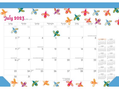 2023-2024 BrownTrout Busy Bees 15.5 x 11 Academic & Calendar Monthly Desk Pad Calendar (9781975470