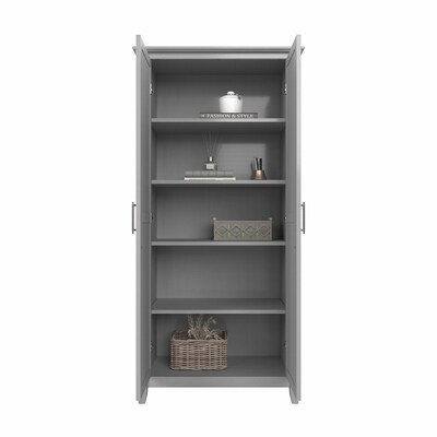 Bush Furniture Key West 66" Tall Storage Cabinet with Doors and 5 Shelves, Cape Cod Gray (KWS266CG-03)