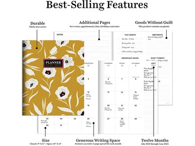 2023-2024 TF Publishing Field of Goldenrod 9" x 11" Academic Monthly Planner, Paperboard Cover, Multicolor (AY24-4502)