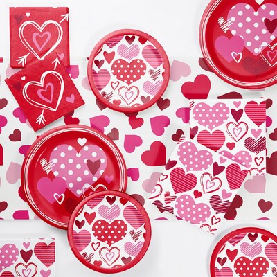 Say Hooray! Joyful Hearts Valentines Day Tableware Kit, Mulitcolored, 49/Pack (DTC9624E2A)
