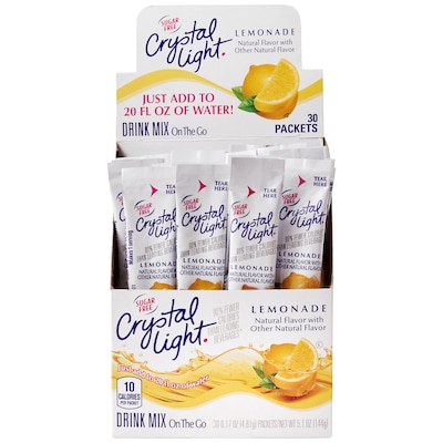 Crystal Light On The Go Natural Lemonade Drink Mix, 0.17 oz., 30/Box (00796)