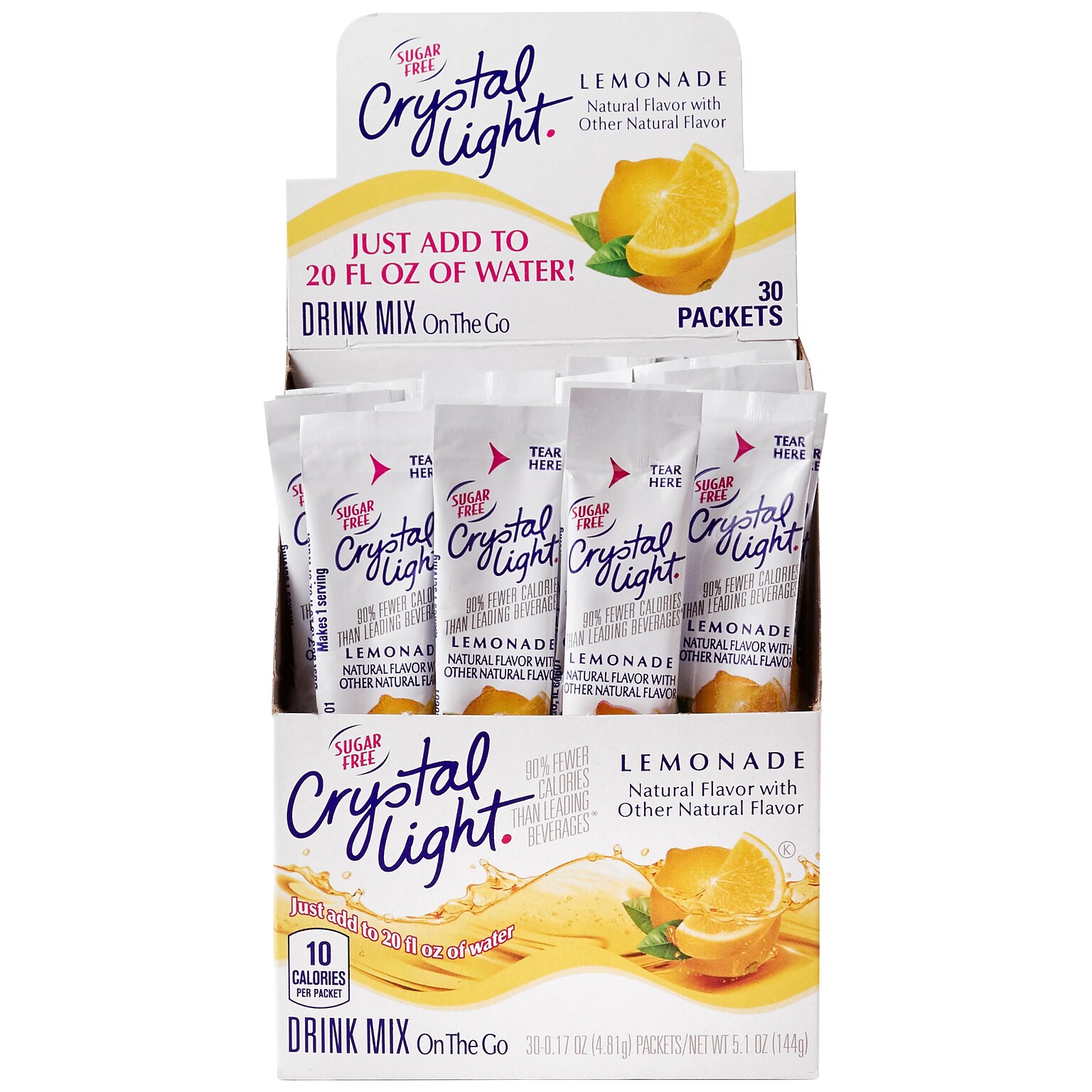 Crystal Light On The Go Natural Lemonade Drink Mix, 0.17 oz., 30/Box (00796)