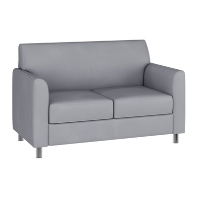 Flash Furniture Hercules Diplomat LeatherSoft Loveseat, Gray/Chrome Legs (BT8272GYCHR)