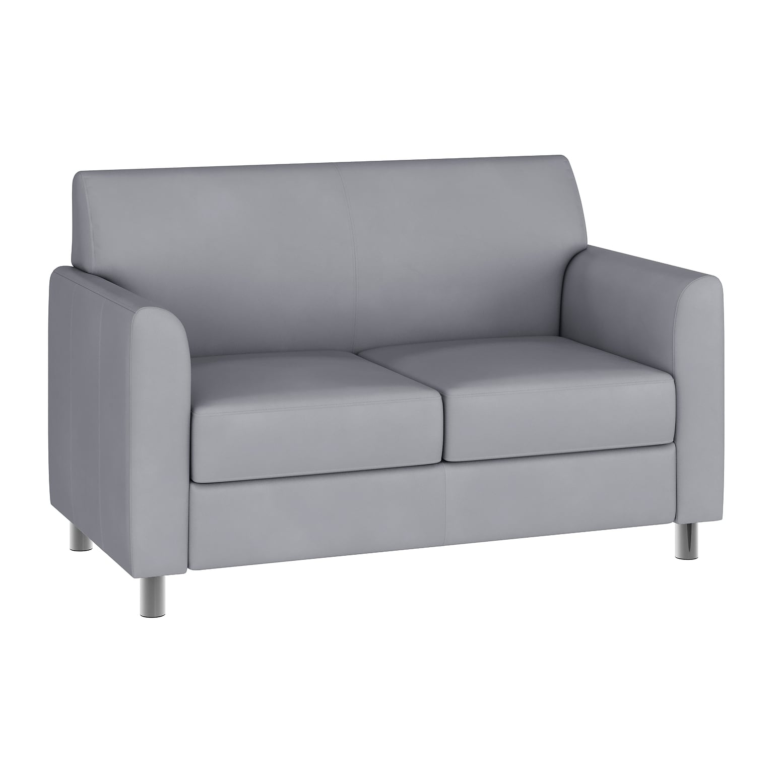 Flash Furniture Hercules Diplomat LeatherSoft Loveseat, Gray/Chrome Legs (BT8272GYCHR)