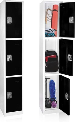 AdirOffice 72 3-Tier Black Storage Locker, 4/Pack (629-203-BLK-4PK)