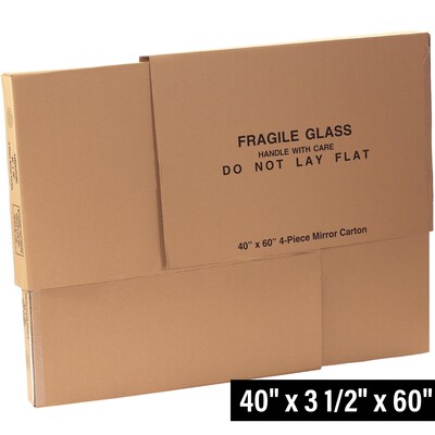 40L x 60W x 3.5H Moving Boxes and Kits, 32 ECT, Brown, 4/Bundle (40604PCMC)
