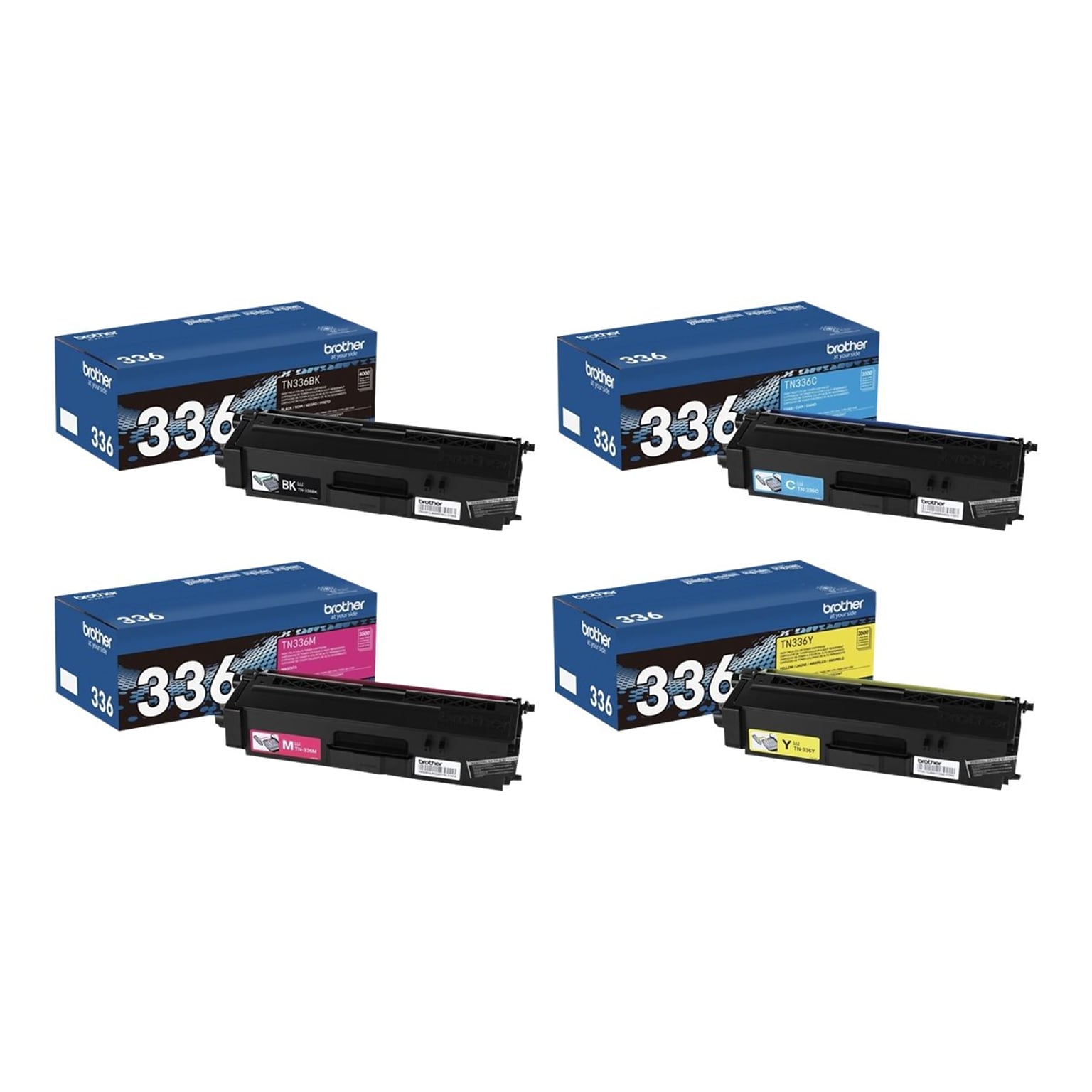 Brother TN-336 Black/Cyan/Magenta/Yellow High Yield Toner Cartridges, 4/Pack (TN336SET-STP)
