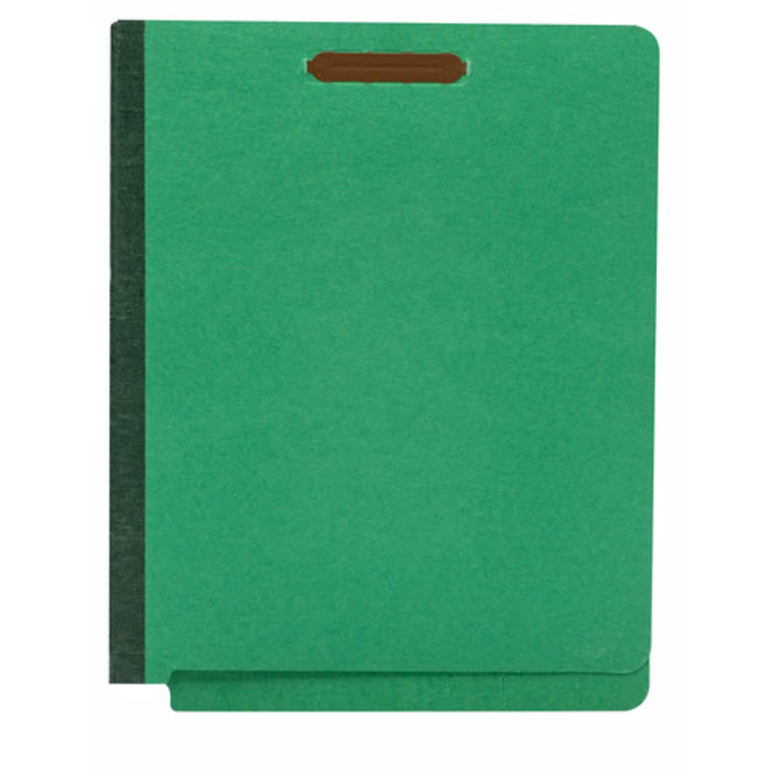 Quill Brand® End-Tab Partition Folders, 1 Partition, 4 Fasteners, Emerald Green, Letter, 15/Box (751034)