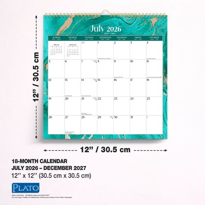 2026-2027 Plato Crackled Blush 12" x 12" Academic Monthly Wall Calendar (9798330708222)