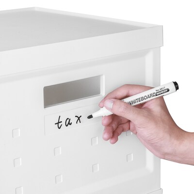 Techni Mobili Storage Box with Lid, Plastic, White, 2/Pack (RTA-SBX200)
