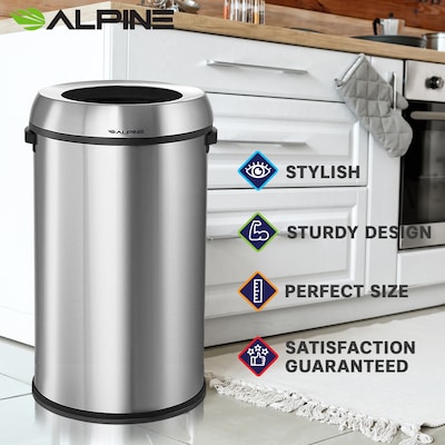 Alpine Industries Stainless Steel Trash Can, 17 Gallon (470-65L)