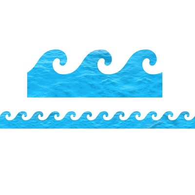 Hygloss Ocean Waves Border, 3 x 36 ft., Ocean Waves, 6 Packs/Bundle (HYG33657)