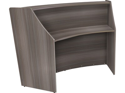 Regency Marque 72"W Curved Reception Desk Workstation, Driftwood Gray (77290GY)