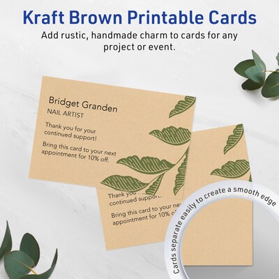 Avery Matte General Use Blank Cards, Kraft Brown, 50/Pack (95344)