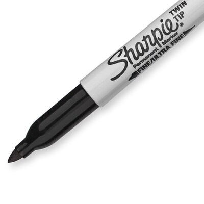 Sharpie Permanent Markers, Twin Tip, Black, 4/Pack (32175)