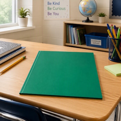 Staples 2-Pocket Portfolio Folder with Fasteners, Letter Size, Durable Poly Construction, Green
