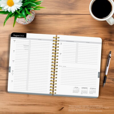 2026-2027 Plato Black Solid 6" x 7.75" Academic Weekly Desk Planner, Paperboard Cover (9798330708154)