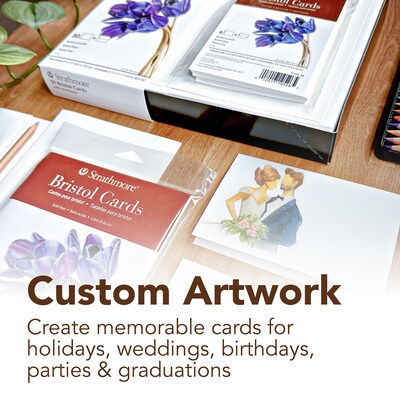 Strathmore 400 Series Bristol Cards & Envelopes, 4.875" x 3.5", White, 6/Pack, 3 Packs/Bundle (STTP10526-3)