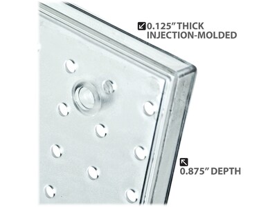 Azar 24" x 24" Pegboard 12-Bucket Wall Accessory Organizer Set, Clear, Each (700685)