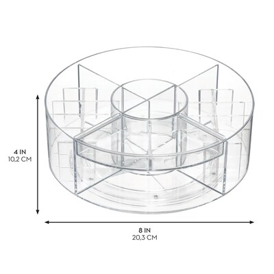 iDESIGN Stackable Rotating Plastic 4-Compartment Desk Organizer, Clear, 2 Piece (29117M2)