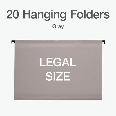 Pendaflex Heavy Duty Reinforced Box Bottom Hanging File Folder, Straight, Legal, Light gray, 20/Box