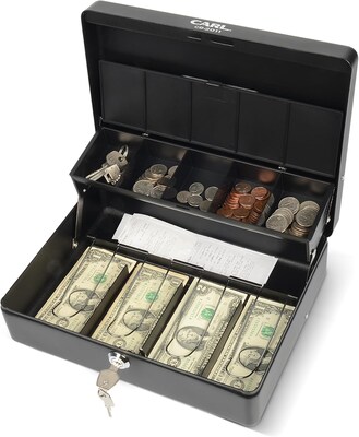 CARL Tiered Door Level Cash Box, Black (CB-2011)