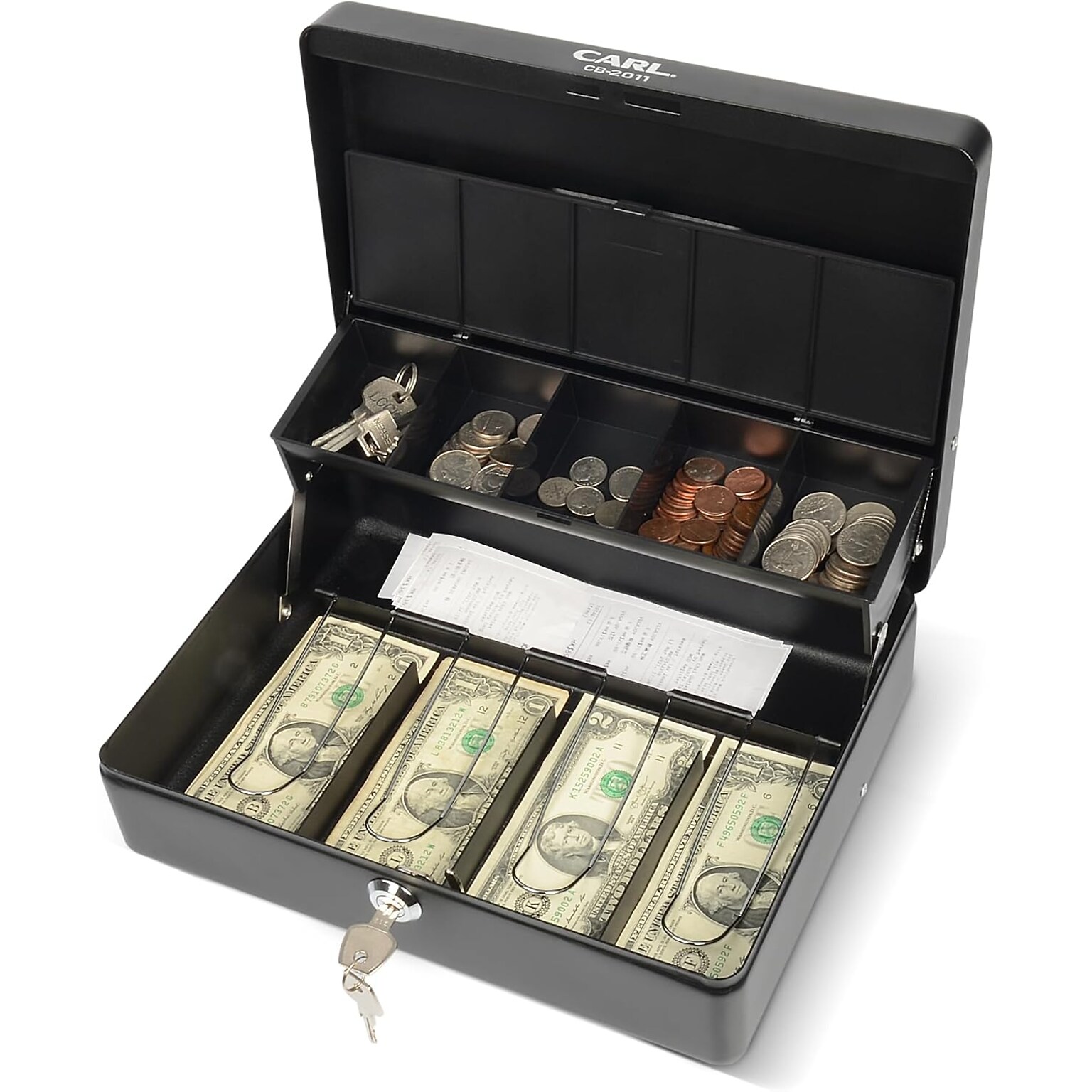 CARL Tiered Door Level Cash Box, Black (CB-2011)