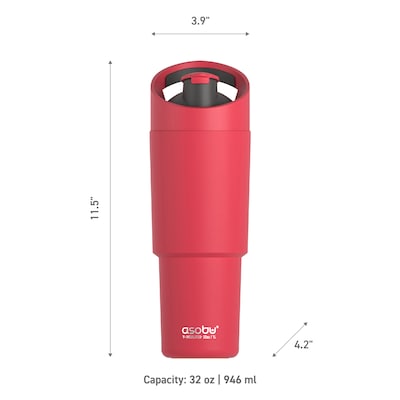 ASOBU Cosmic Stainless Steel Double Wall Insulated Water Bottle, 32 oz., Red, (ADNABF77R)