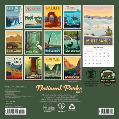 2027 Willow Creek National Parks (ADG) 7 x 7 Monthly Wall Calendar (64115)