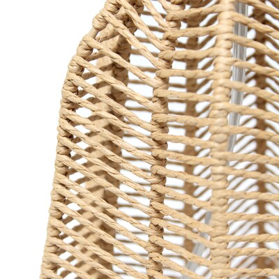 Lalia Home 21" Vintage Rattan Wicker Style Paper Rope Bedside Table Lamp with Fabric Shade, Natural (LHT-4017-NA)