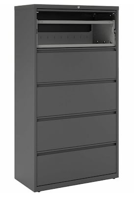 Quill Brand® 5-Drawer Lateral File Cabinet, Locking, Letter/Legal, Charcoal, 36"W (26827D)
