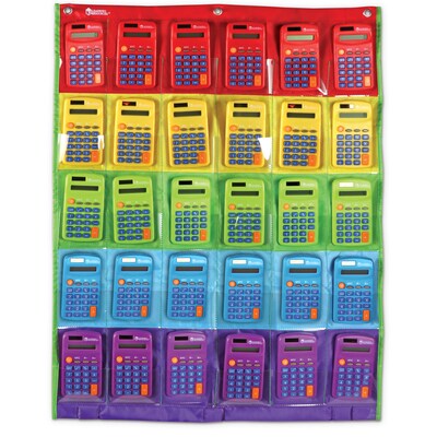 Learning Resources Basic Calculator 8 Digit Solar and Battery Powered, Multi Color, Set of 30 (LER0009)