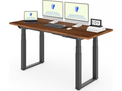 FlexiSpot E7Q 72"W Electric Adjustable Standing Desk, Black Walnut/Black (E7QB7230-BW)