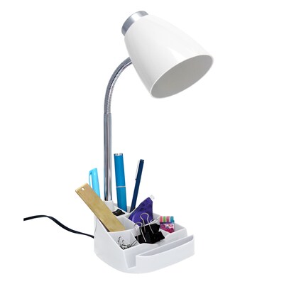 Creekwood Home 18.5" Flexible Gooseneck Organizer Desk Lamp with Stand, White (CWD-1001-WH)