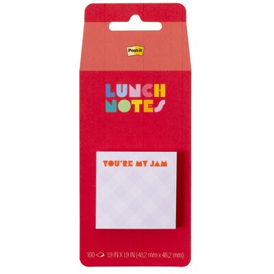 Post-it Lunch Notes Youre My Jam Sticky Notes, 1.9 x 1.9, Red/Purple, 100 Sheets/Pad (SBTS26-LN-2)