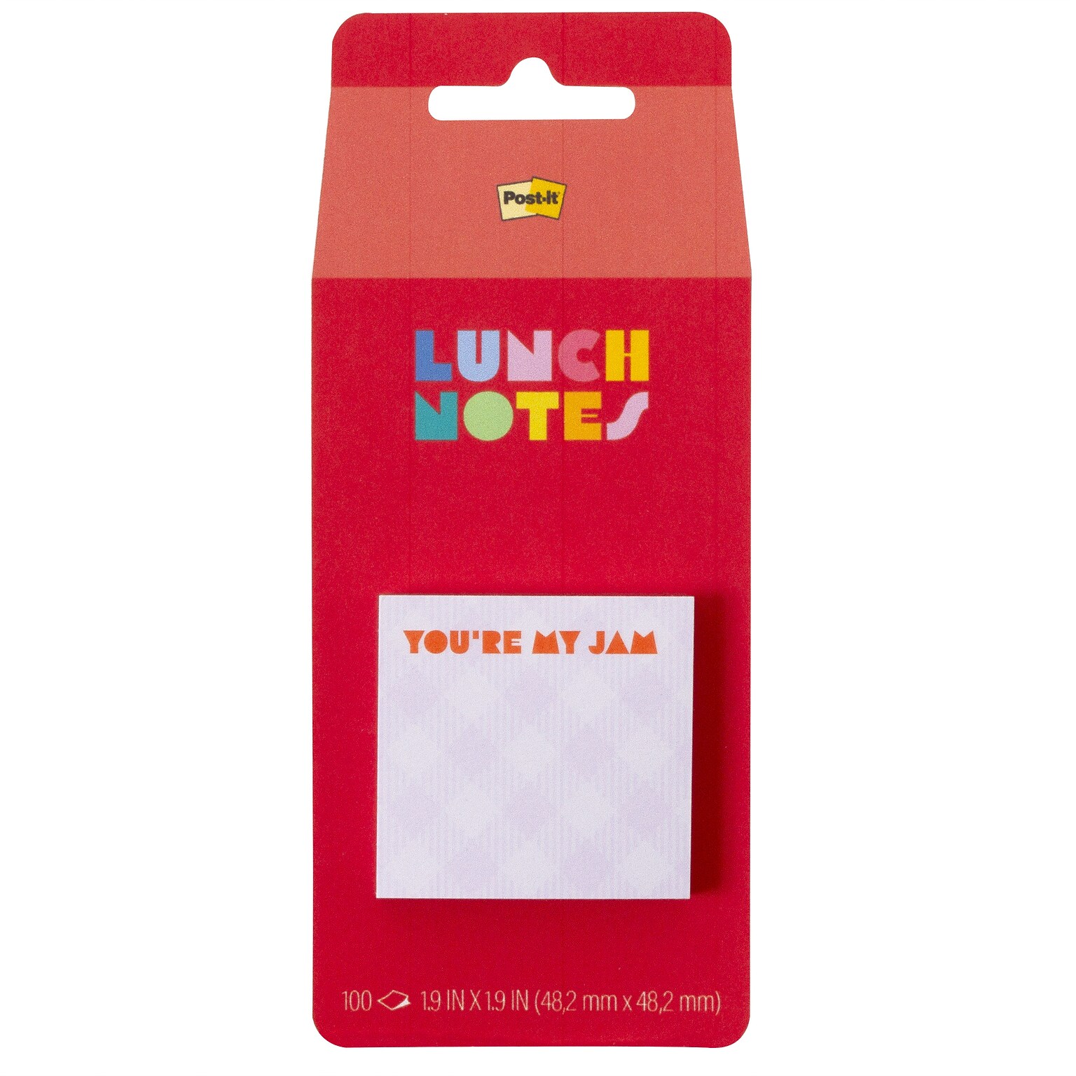Post-it Lunch Notes Youre My Jam Sticky Notes, 1.9 x 1.9, Red/Purple, 100 Sheets/Pad (SBTS26-LN-2)
