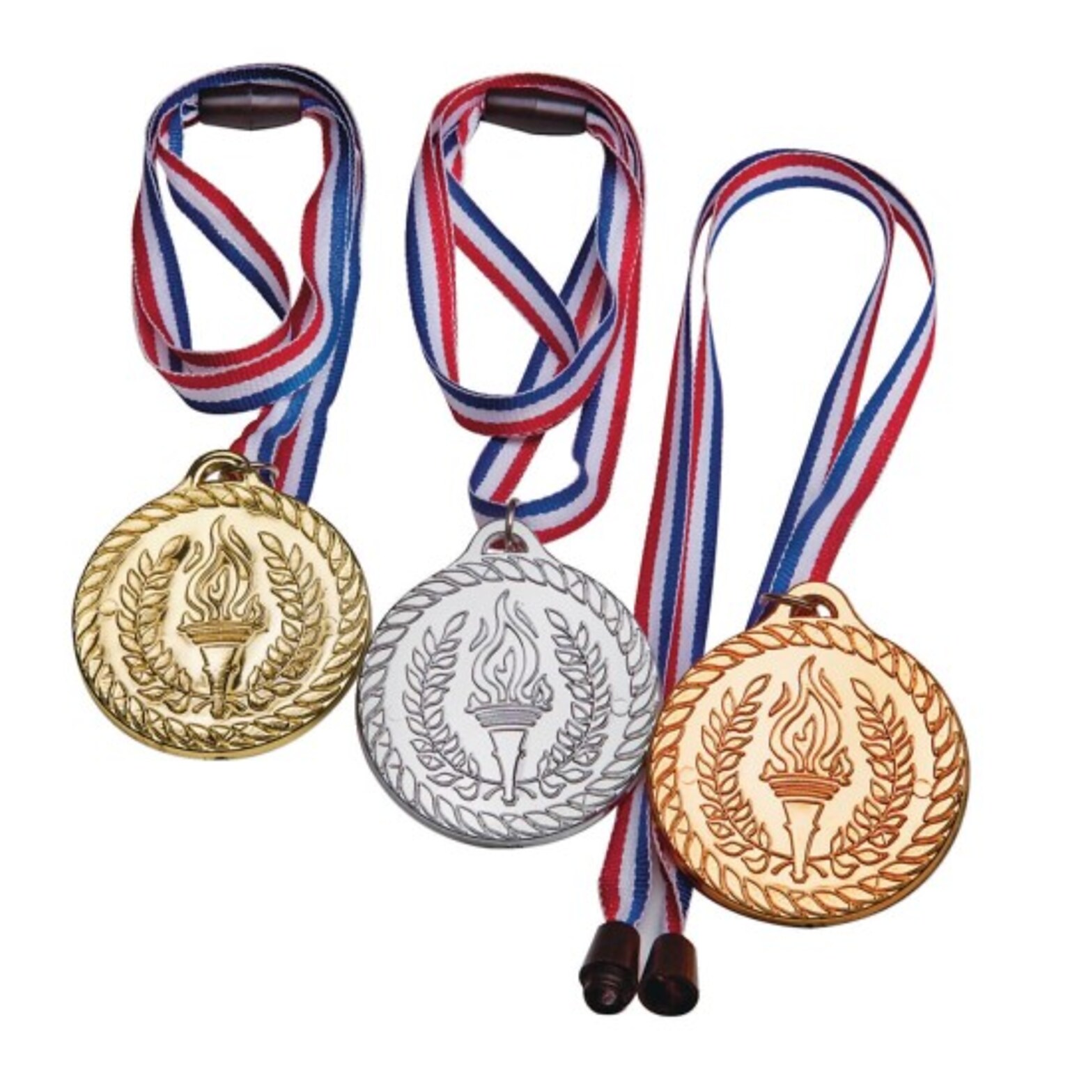 S&S Worldwide Award Medals with Breakaway Closure, Assorted Colors, 12/Pack (SL2271)
