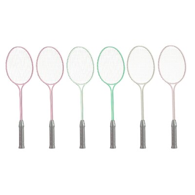 Champion Sports Tempered Steel Twin Shaft Badminton Racket Set, Assorted Colors, Set of 6 (CHSBR30SET)