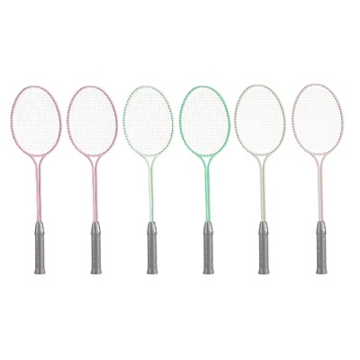 Champion Sports Tempered Steel Twin Shaft Badminton Racket Set, Assorted Colors, Set of 6 (CHSBR30SE