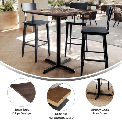 Flash Furniture Acadia Square Wooden Dining Table with X-Base, 36"D x 36"W, Dark Brown/Black Base (STSQ36WBRT3030B)