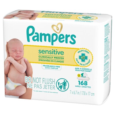 Pampers Sensitive Baby Wipes, 2 Flip-Top Packs, 168 Total Wipes (870870)