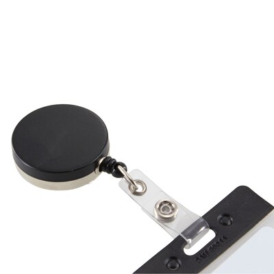 SICURIX Heavy Duty Round ID Badge Reel with Belt Clip, Black, Pack of 3 (BAU68814-3)