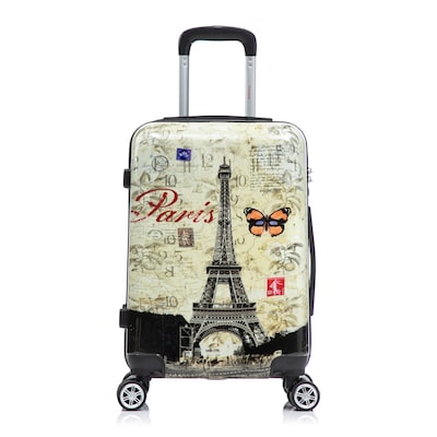 InUSA 20 Hardside Paris Carry-On Suitcase, 4-Wheeled Spinner, TSA Checkpoint Friendly, Paris (IUAPC00S-PAR)