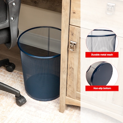 Staples Metal Mesh Trash Can, 4.4 Gallon, Navy Blue, 3/Pack (ST63860)