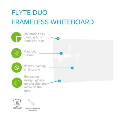 Ghent Flyte Duo Double-Sided Magnetic Steel Dry-Erase Whiteboard, 18" x 24" (FLYD-18-GM-WH)
